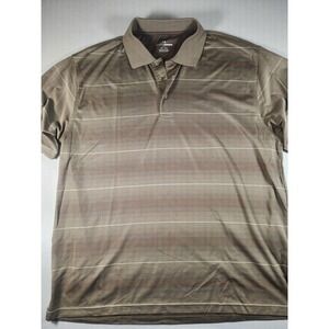 Grand Slam Golf Polo Shirt Mens Size XXL Tan Brown Orange Stripe Lightweight